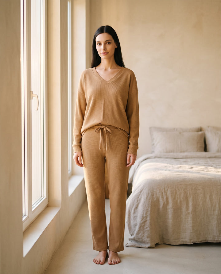 Waffle Knit Pajama Set
