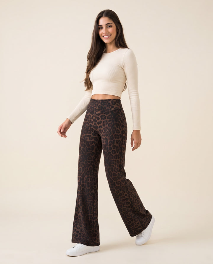 Leopard Wide-Leg Flare Pants