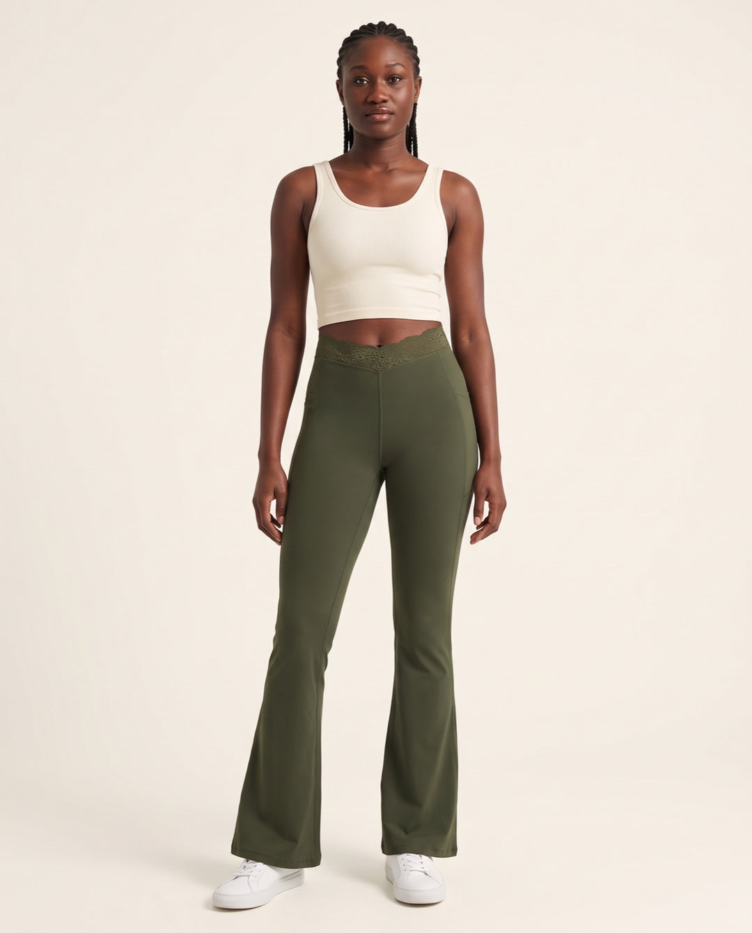 Lace V-Waist Flare Leggings