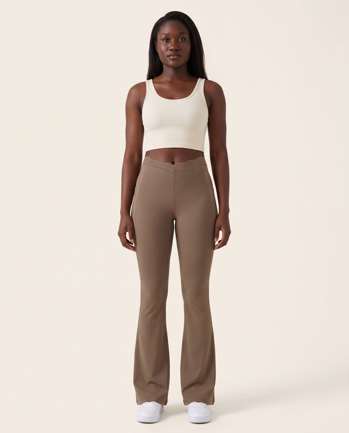 Lace V-Waist Flare Leggings