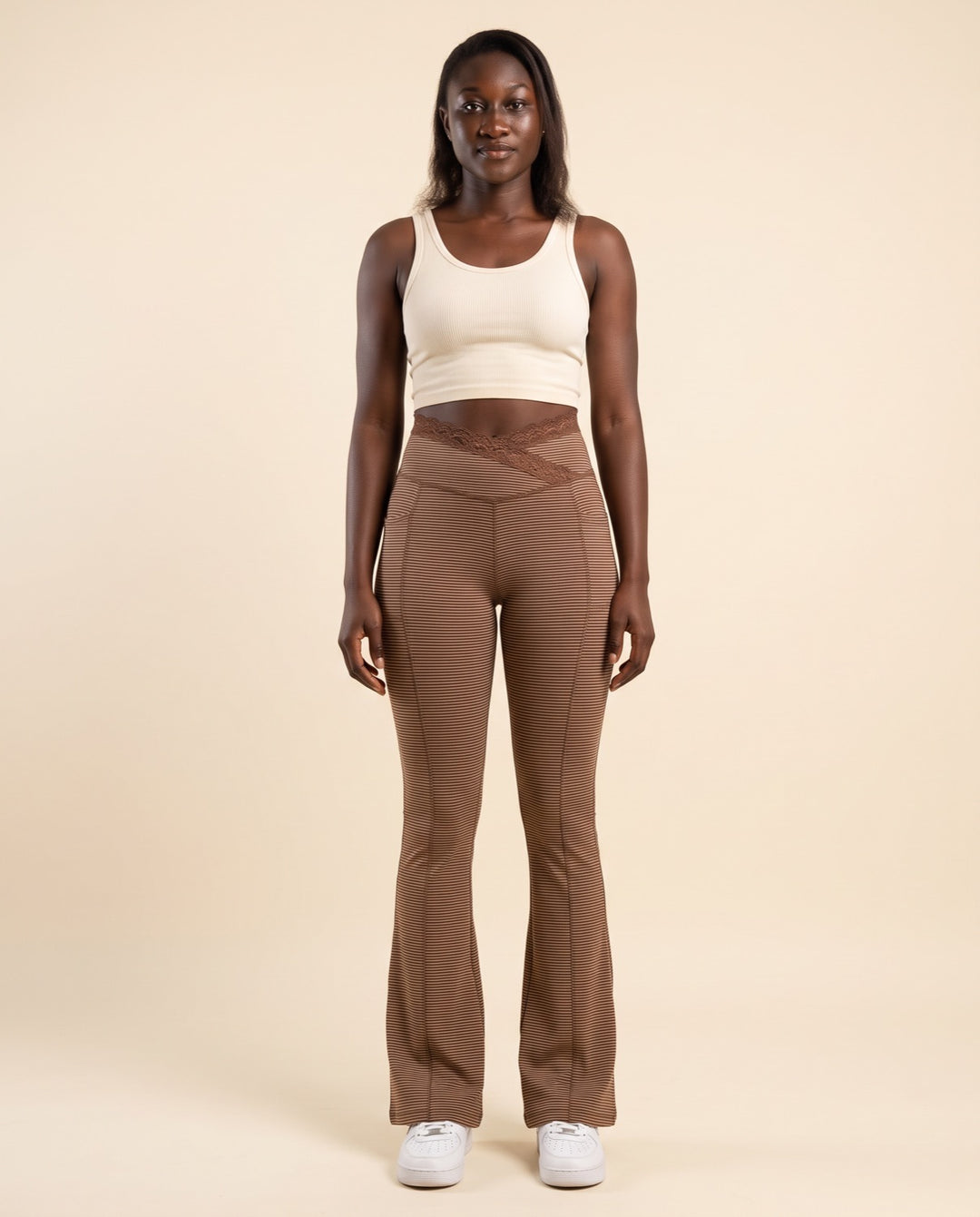 Lace V-Waist Flare Leggings
