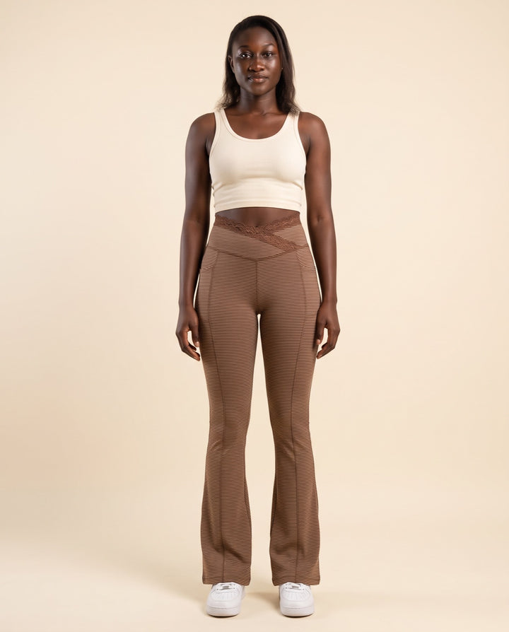 Lace V-Waist Flare Leggings