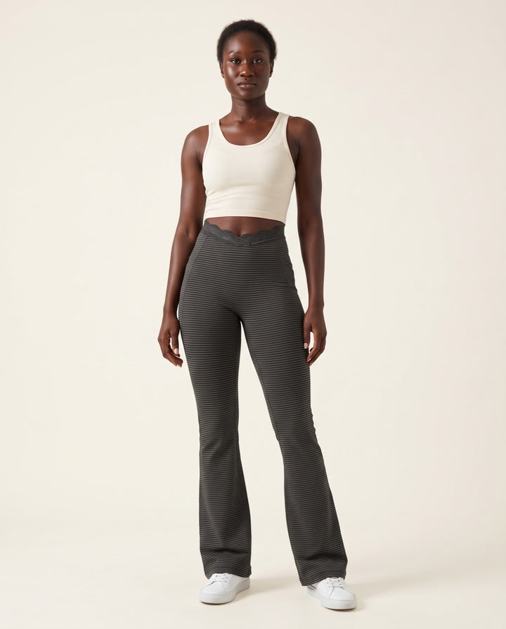 Lace V-Waist Flare Leggings