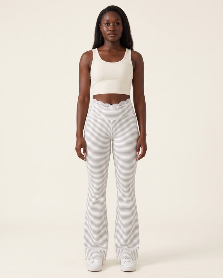 Lace V-Waist Flare Leggings