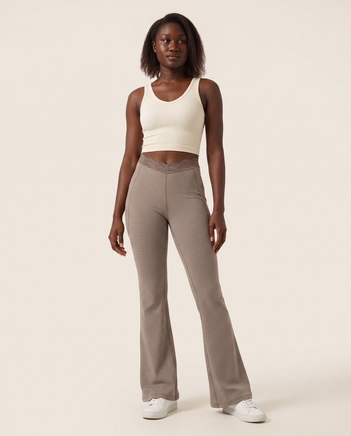 Lace V-Waist Flare Leggings