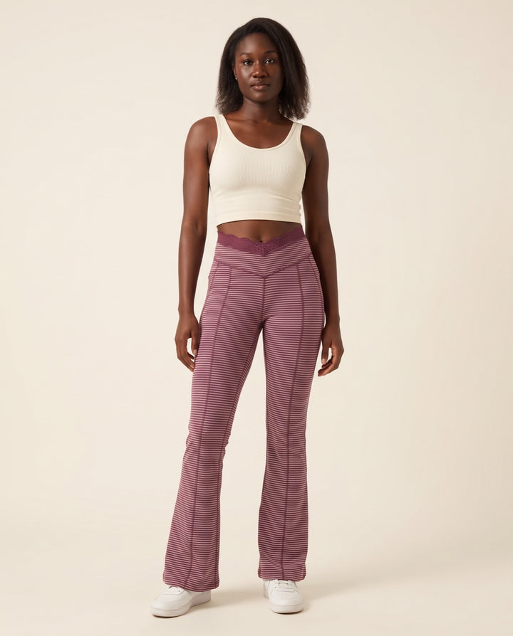 Lace V-Waist Flare Leggings