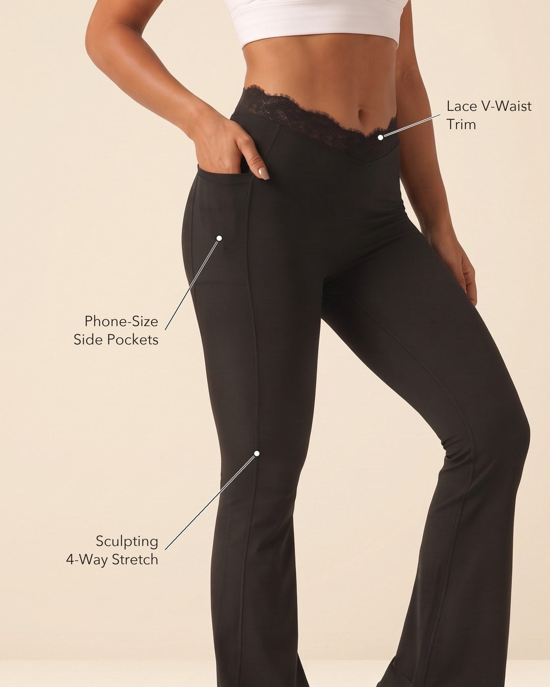 Lace V-Waist Flare Leggings