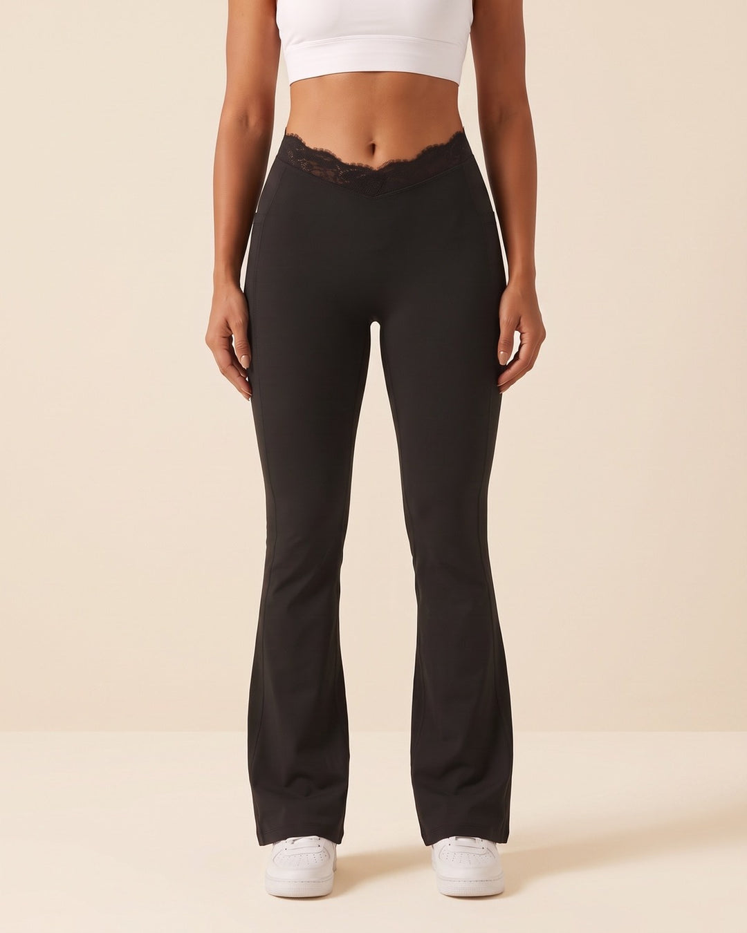 Lace V-Waist Flare Leggings