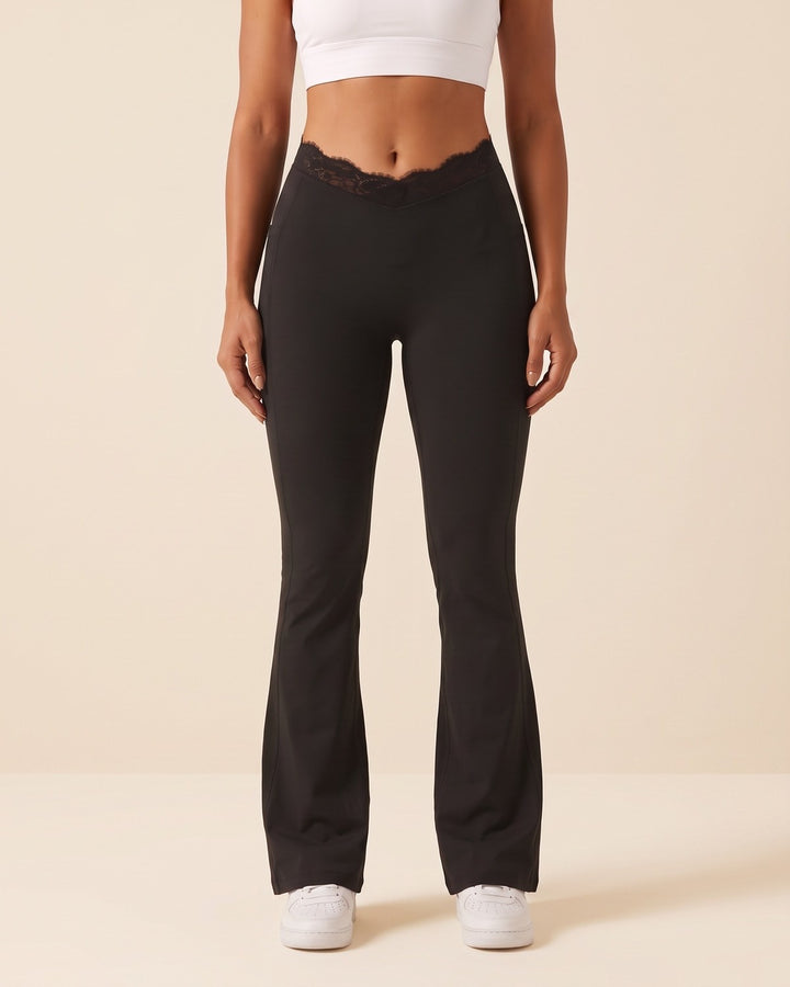 Lace V-Waist Flare Leggings