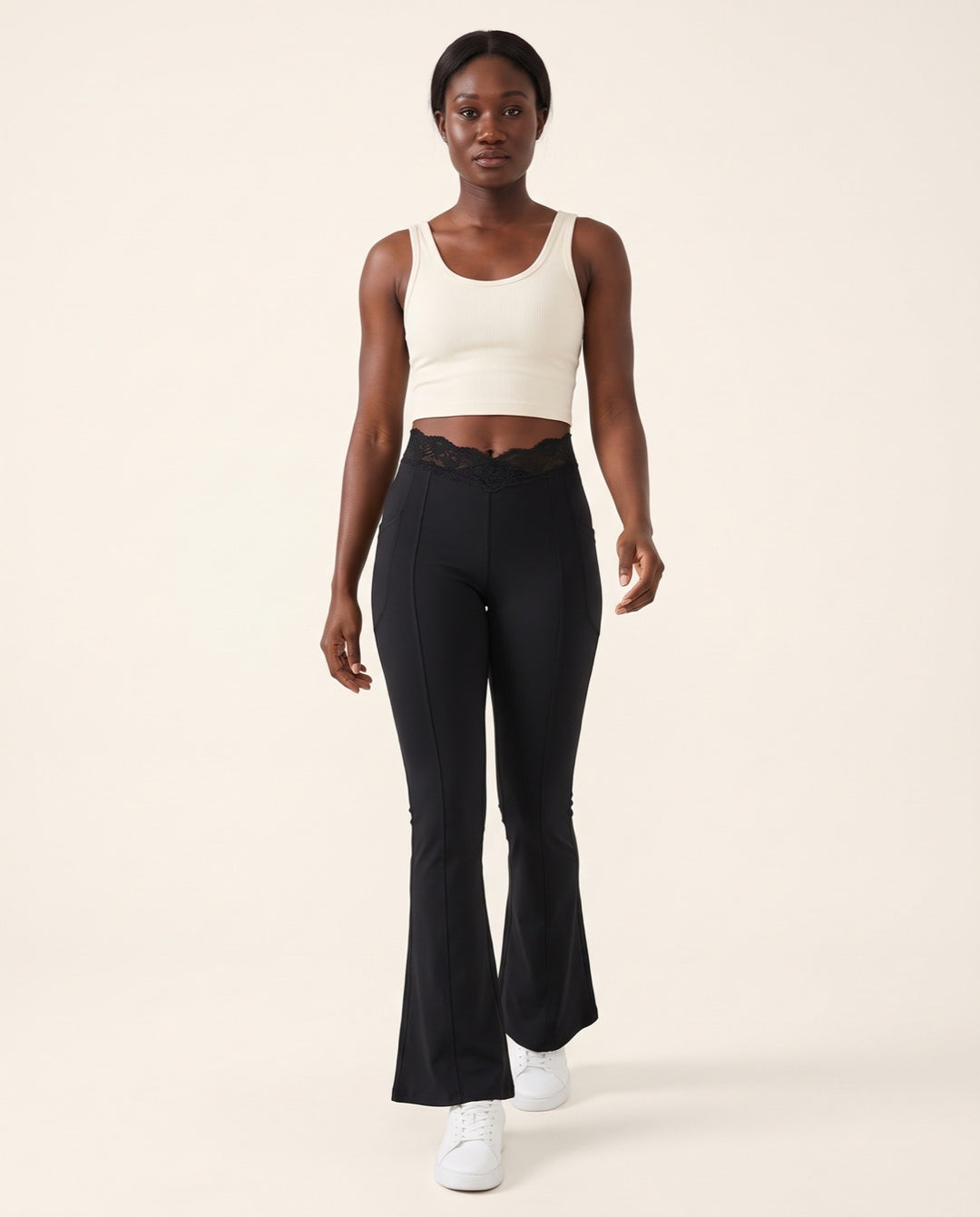 Lace V-Waist Flare Leggings