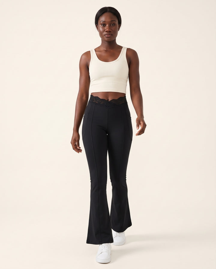 Lace V-Waist Flare Leggings