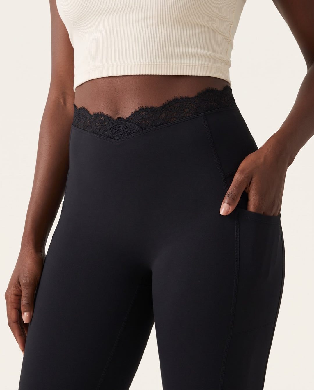 Lace V-Waist Flare Leggings