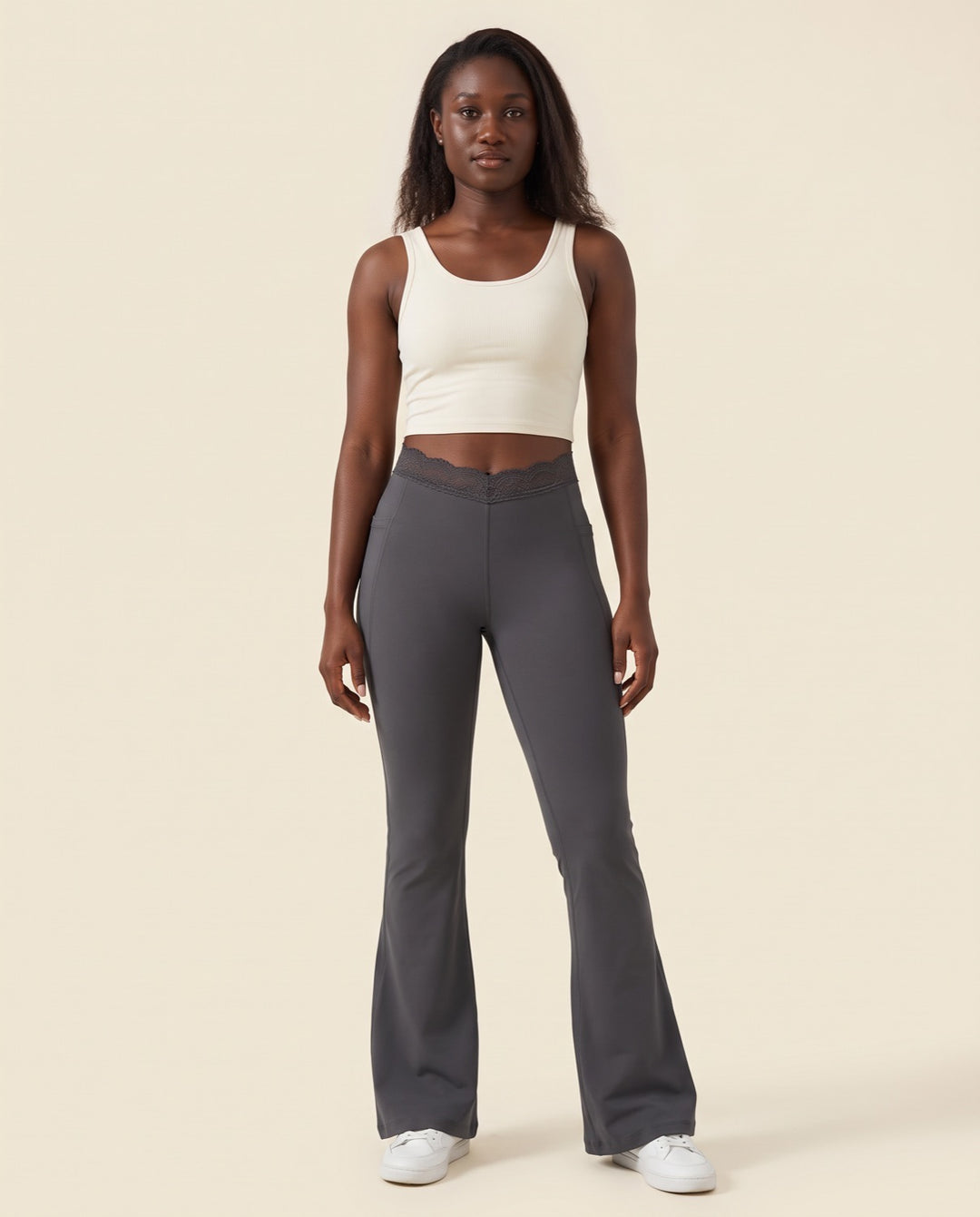 Lace V-Waist Flare Leggings