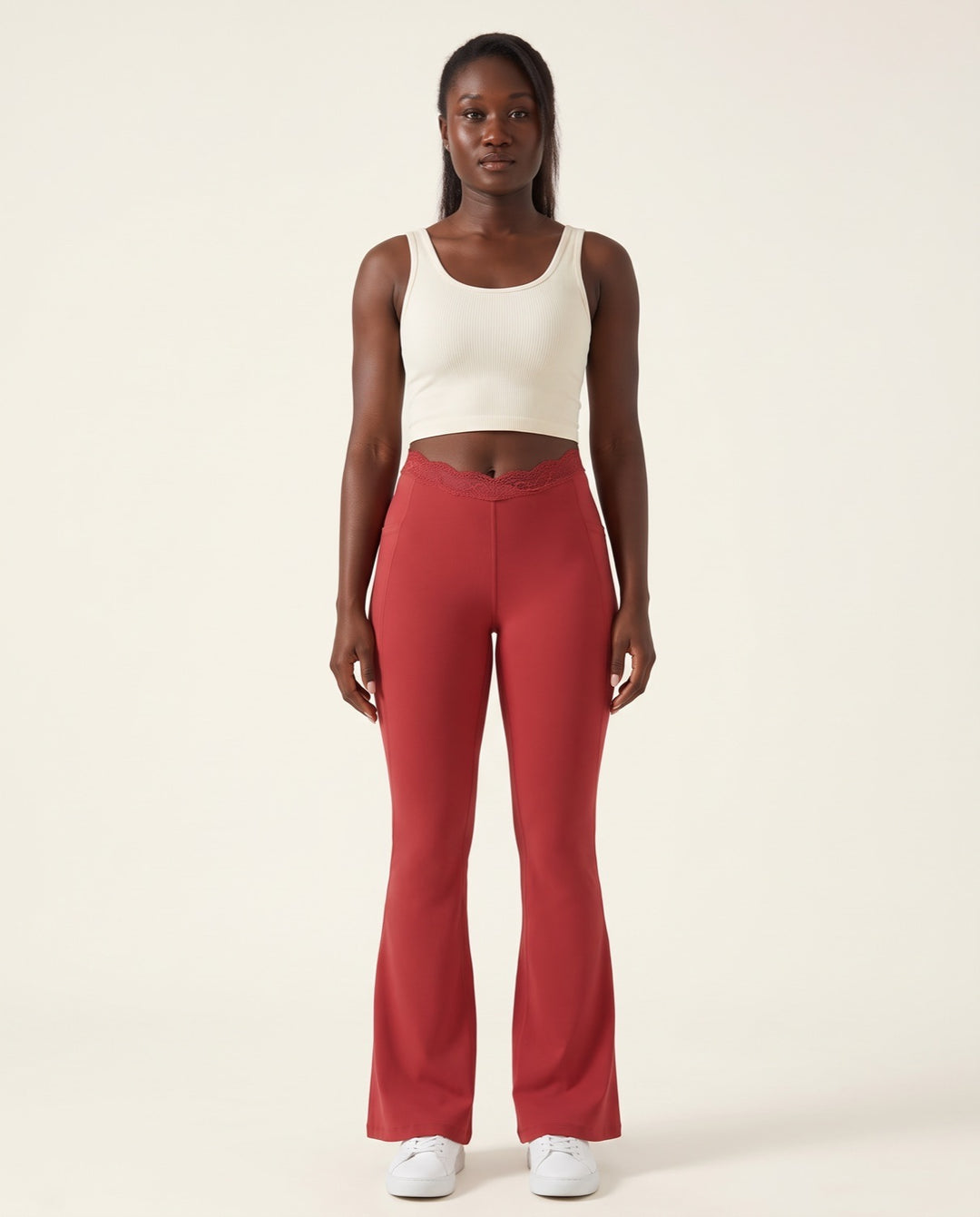 Lace V-Waist Flare Leggings