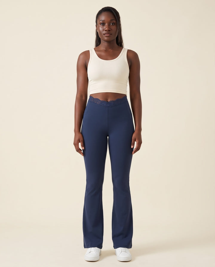 Lace V-Waist Flare Leggings