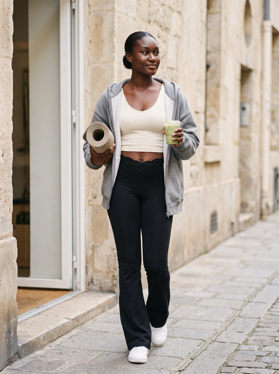 Noella Lace V-Waist Flare Leggings