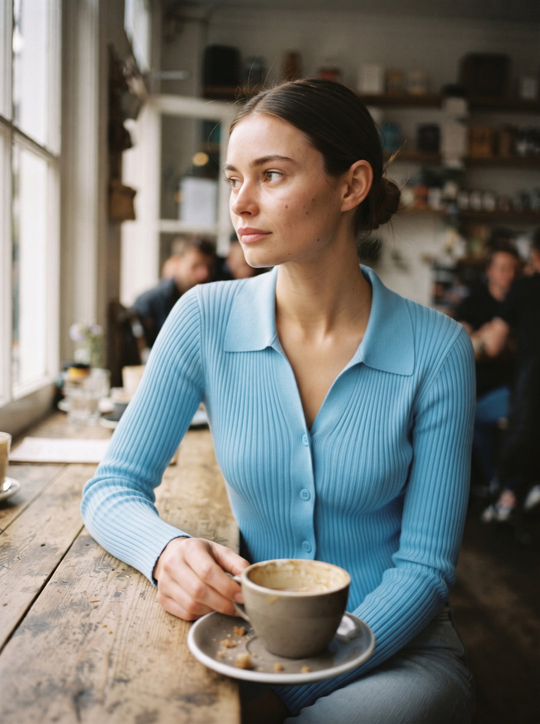 Polo-Collar Knit Cardigan