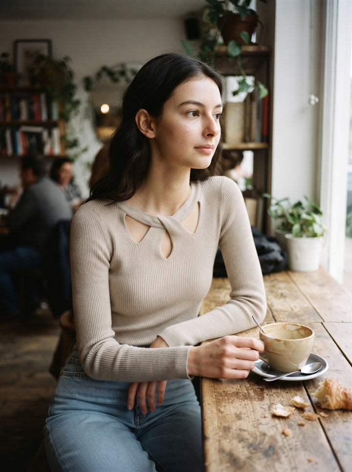 Keyhole Rib Knit Top