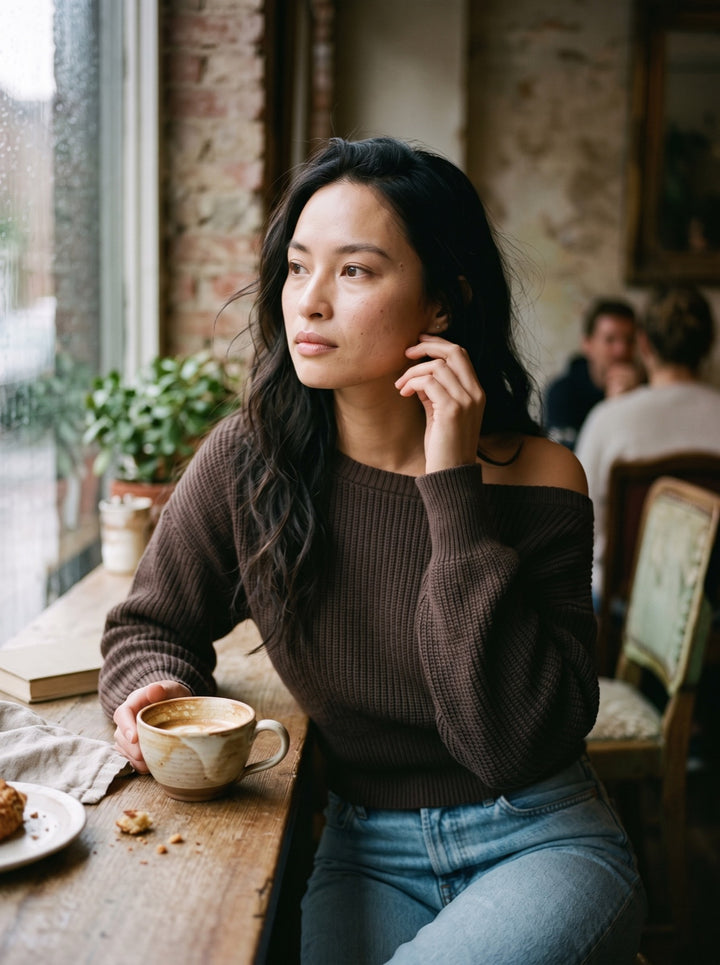 Off-Shoulder Knit Sweater