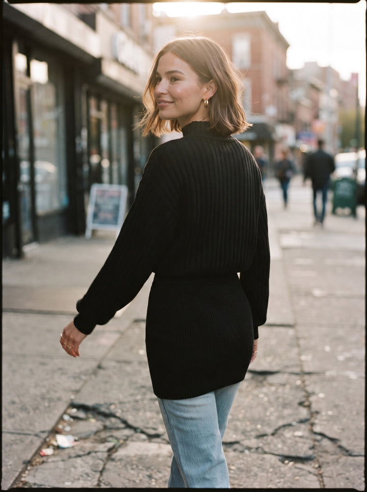 Mock-Neck Sweater Dress