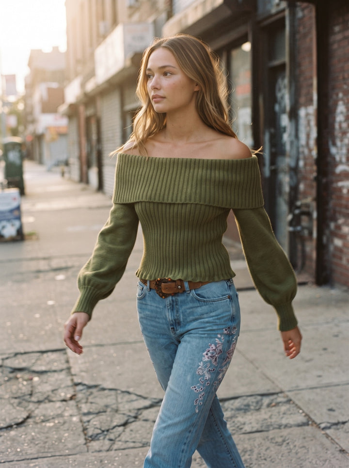 Lapel-Collar Sweater