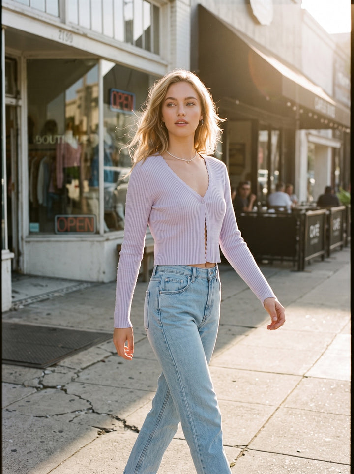 V-Neck Knit Cardigan