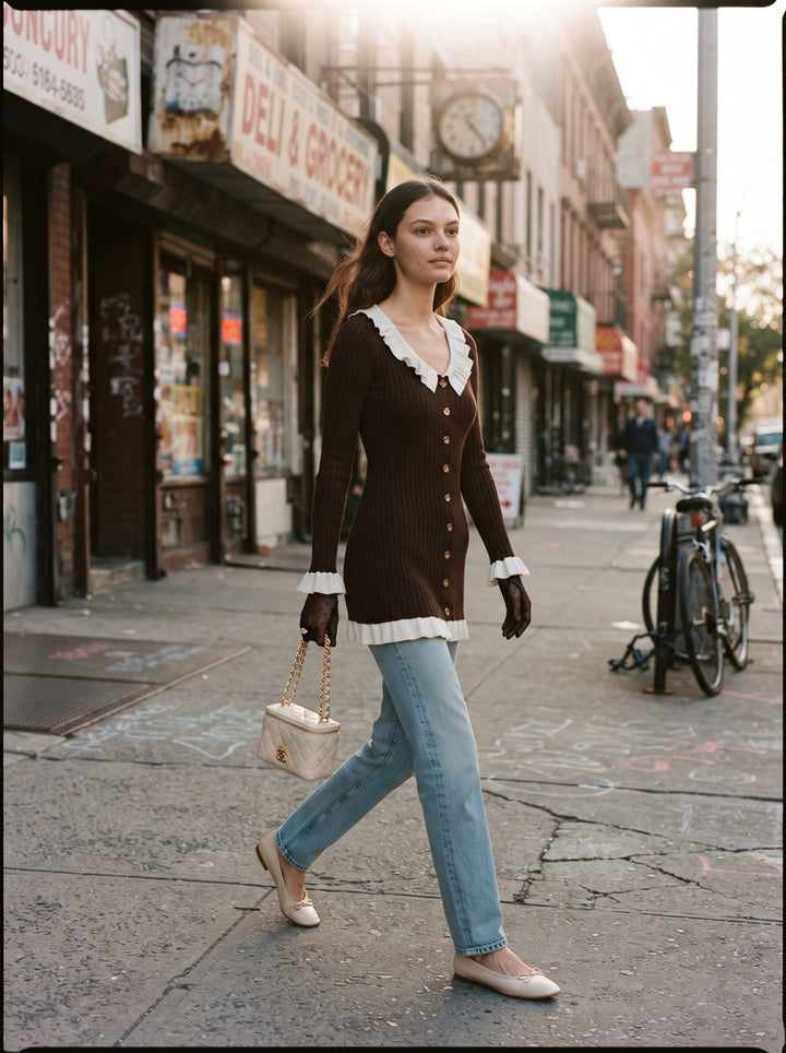 Ruffled Sweater Dress