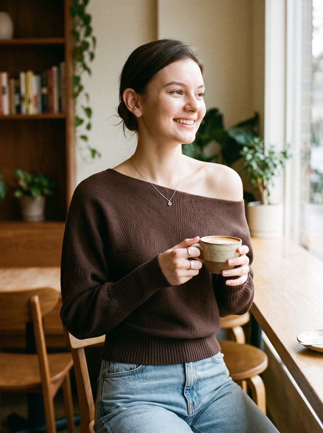 Off-Shoulder Batwing Sweater