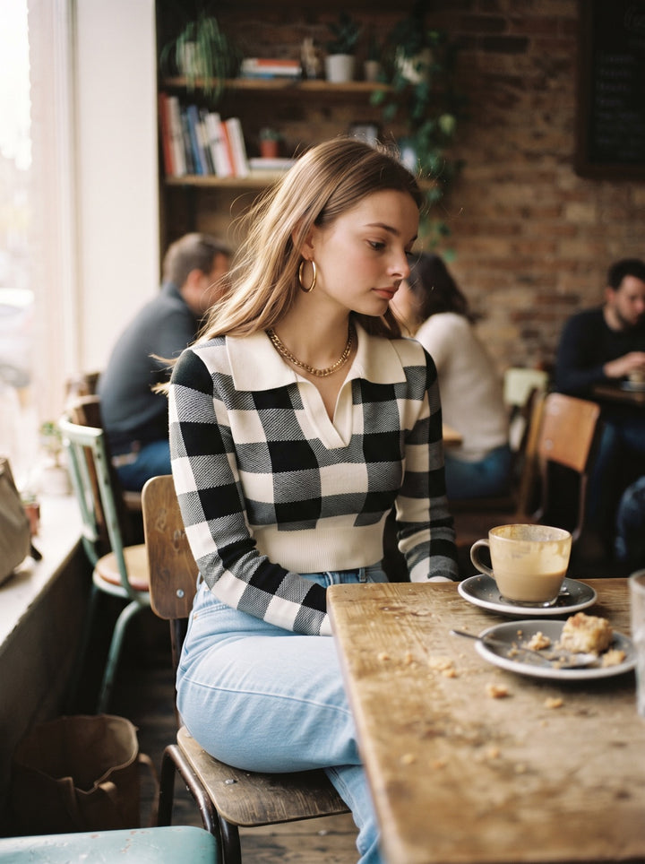 Plaid Cropped Pullover