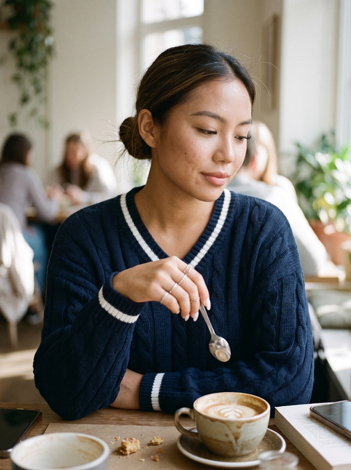 Twist-Knit V-Neck Sweater