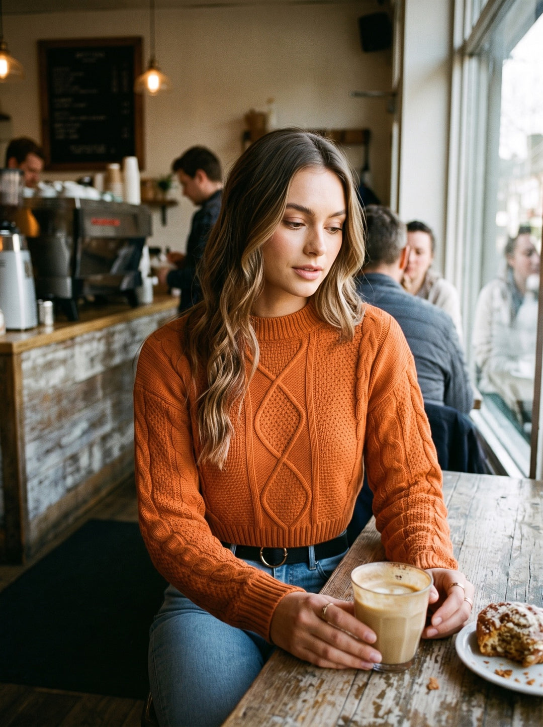 Cable-Knit Cropped Sweater