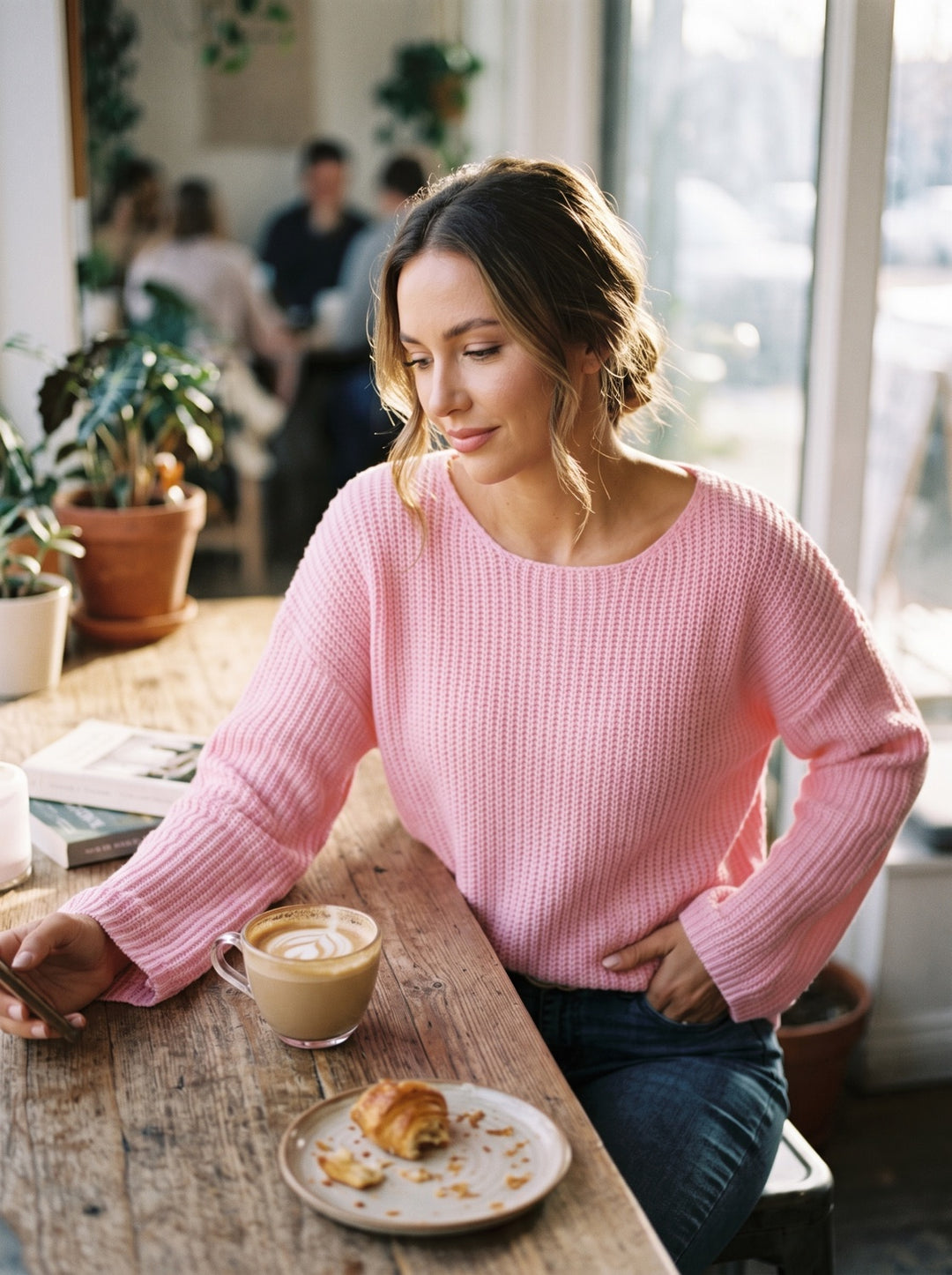 Scoop-Neck Ribbed Sweater