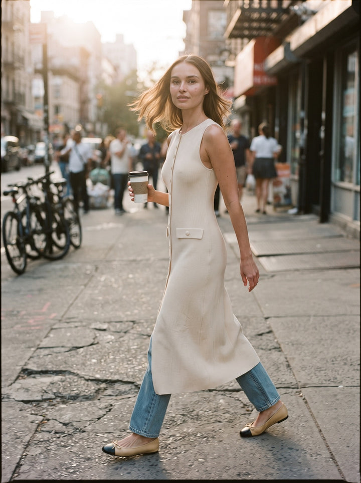 Button-Front Sweater Dress