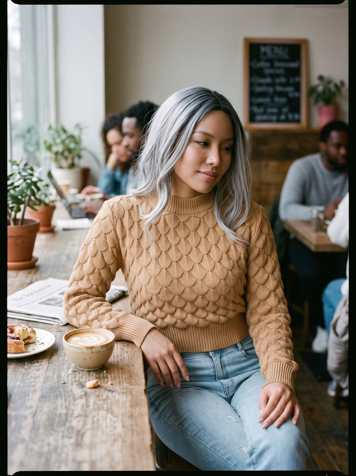 Open-Knit Cropped Sweater