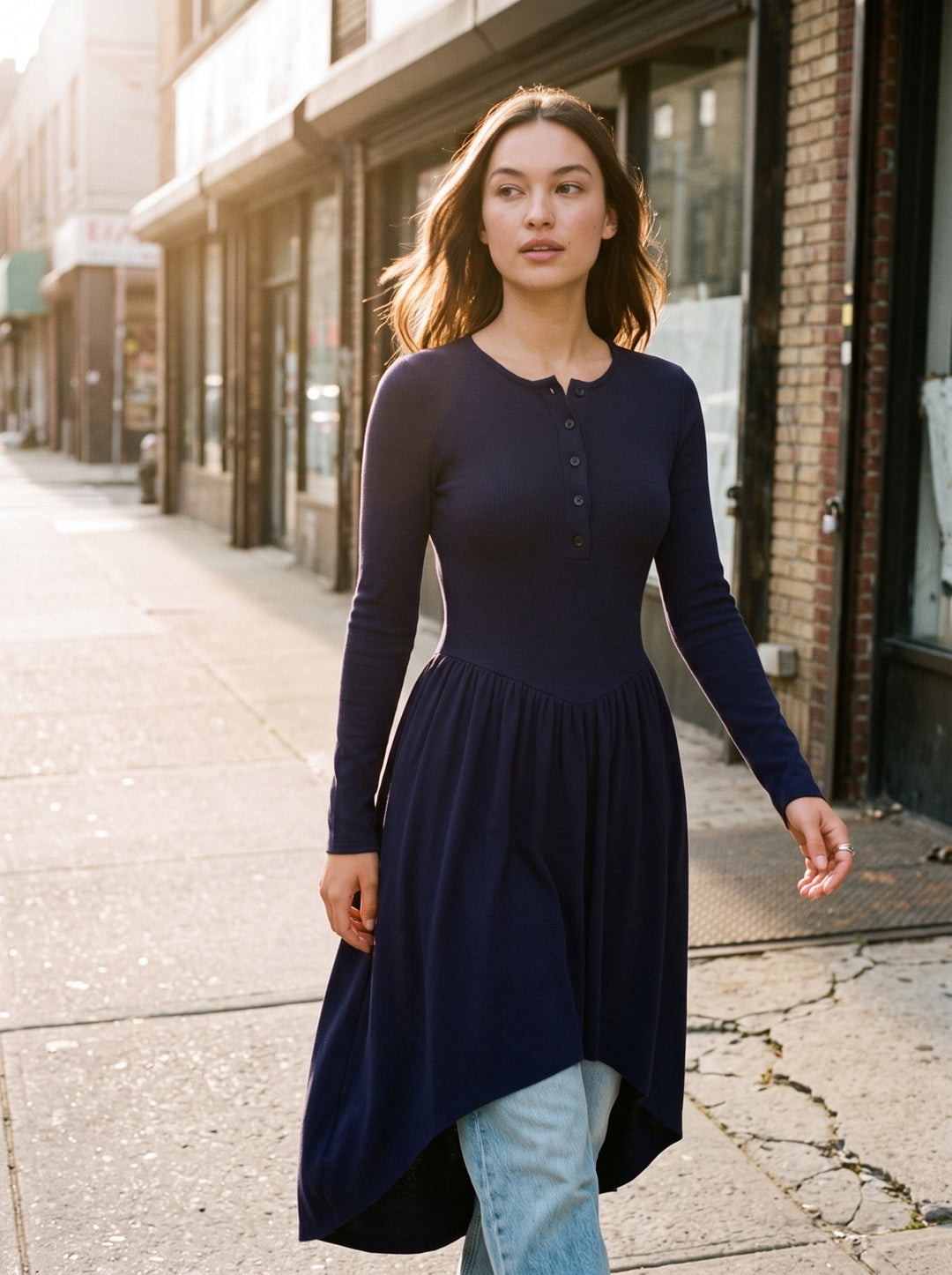 Round-Neck Knit Dress
