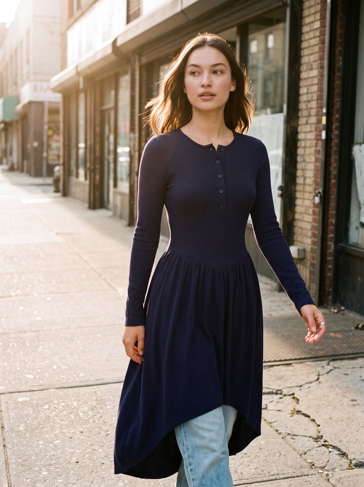 Round-Neck Knit Dress