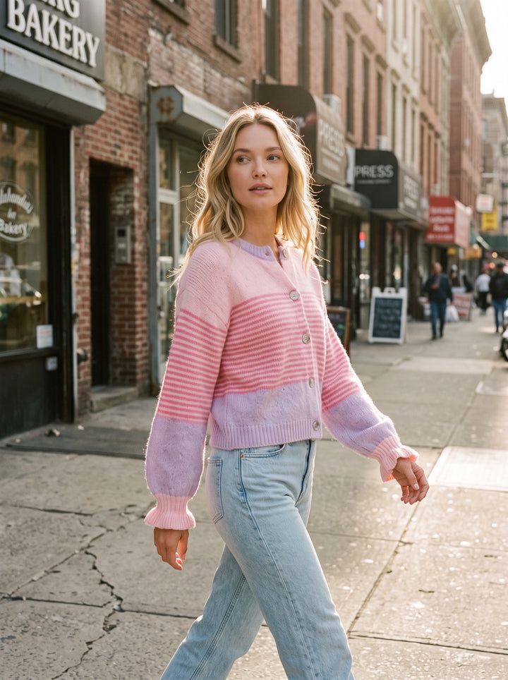 Ruffle-Trim Cardigan