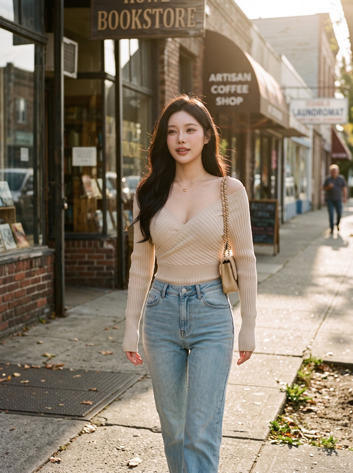 Backless V-Neck Knit Dress