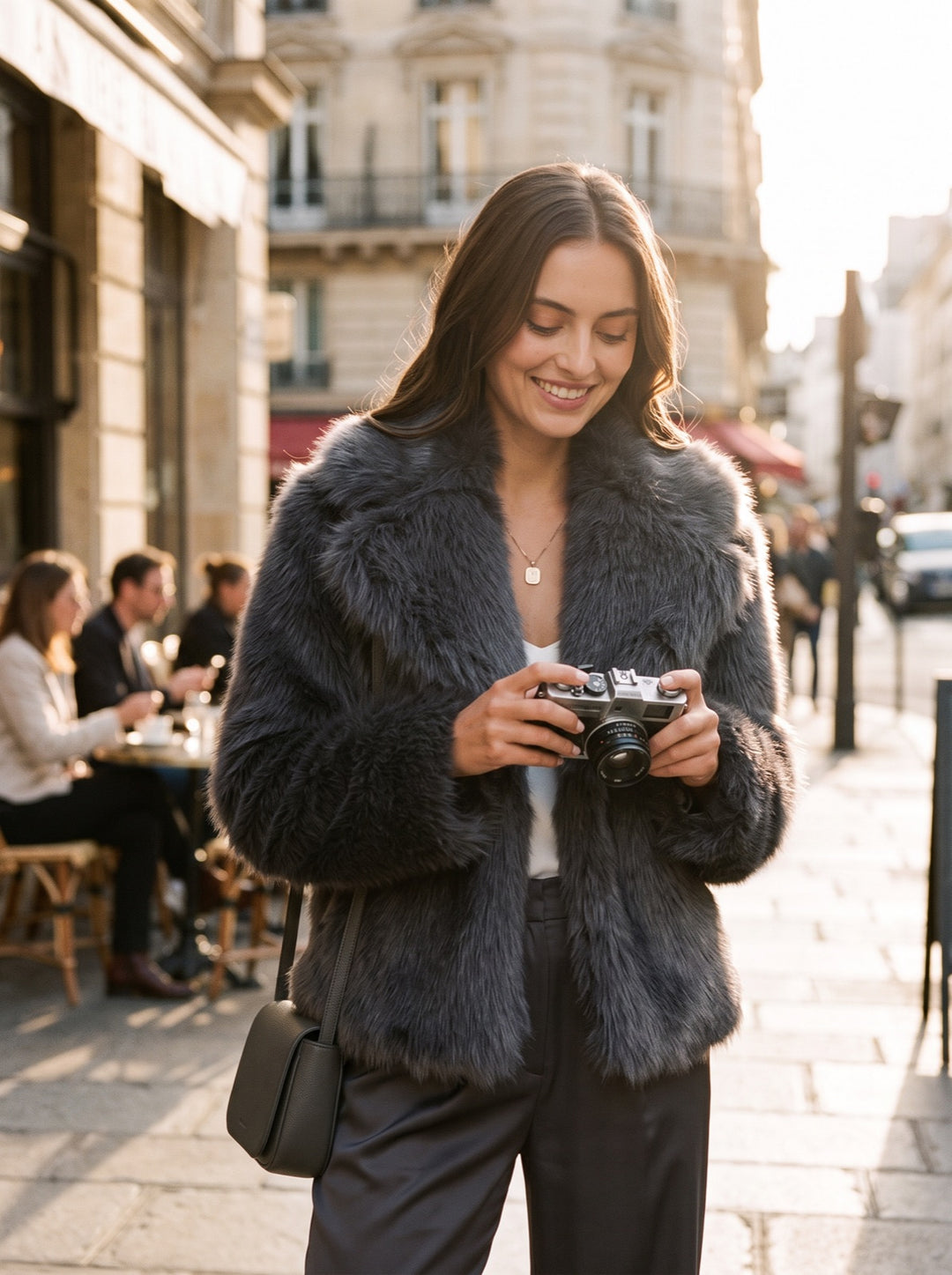 Cropped Faux Fur Jacket