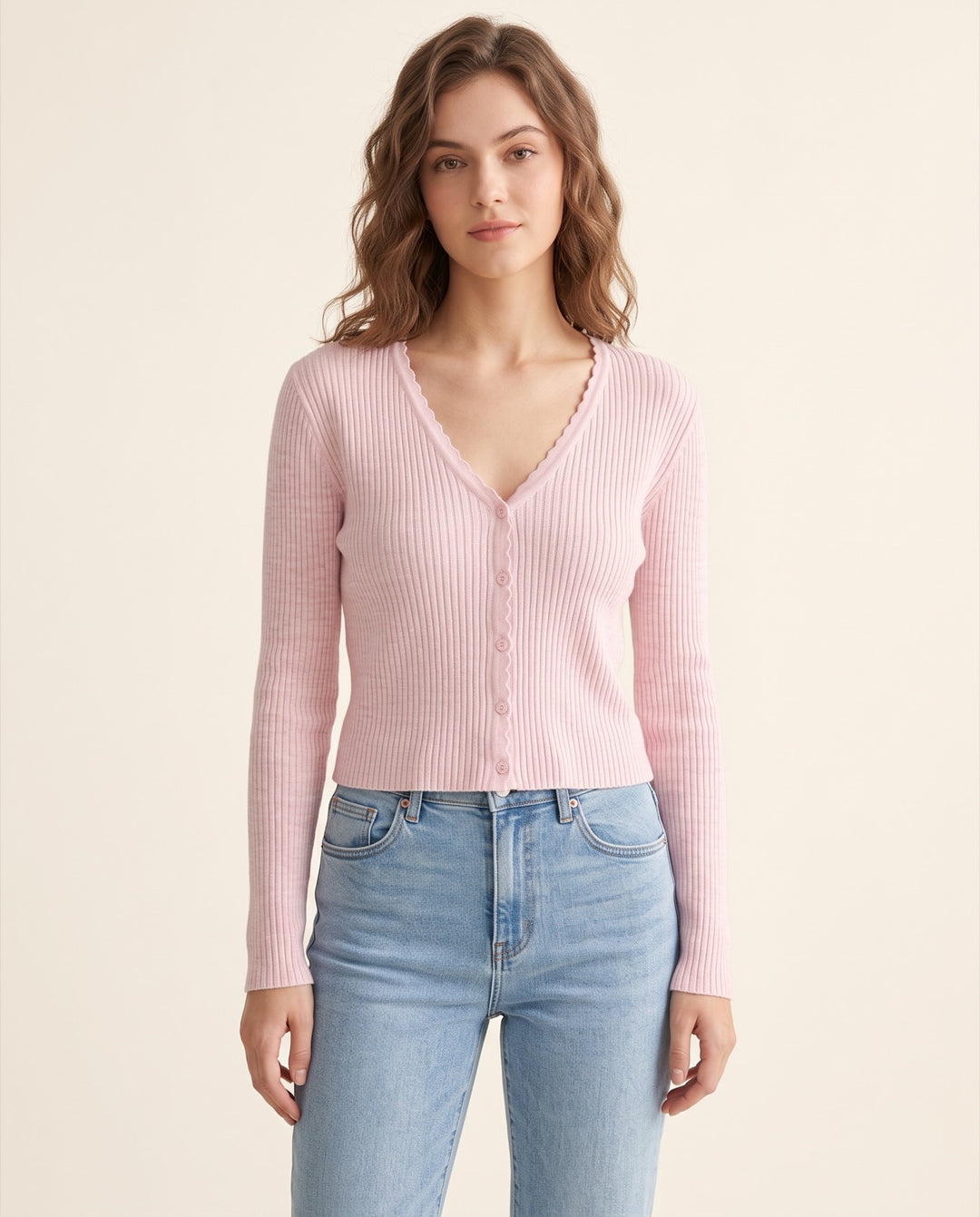 V-Neck Knit Cardigan
