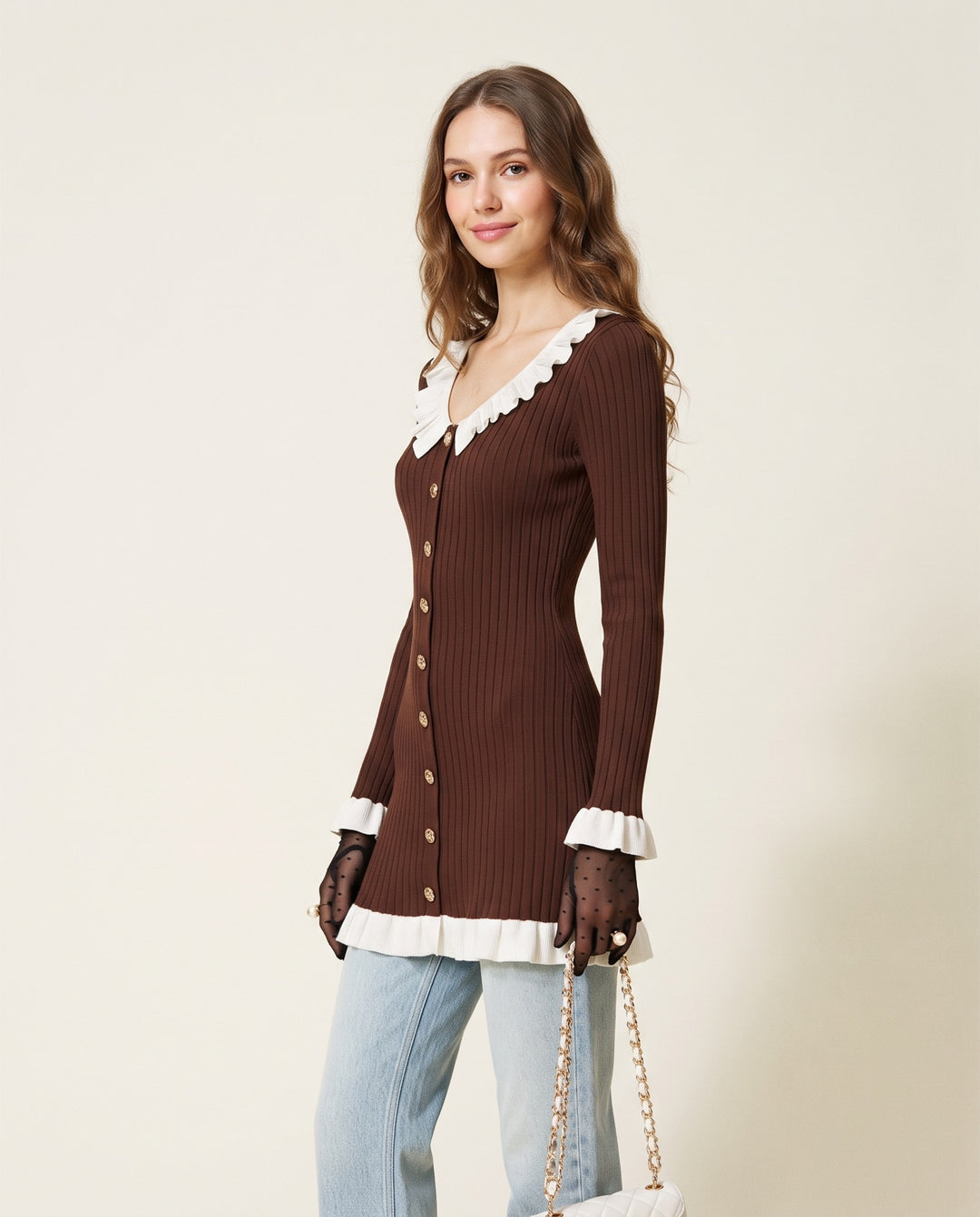 Ruffled Sweater Dress