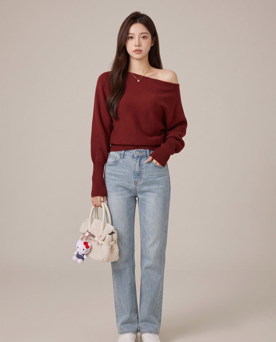 Off-Shoulder Batwing Sweater