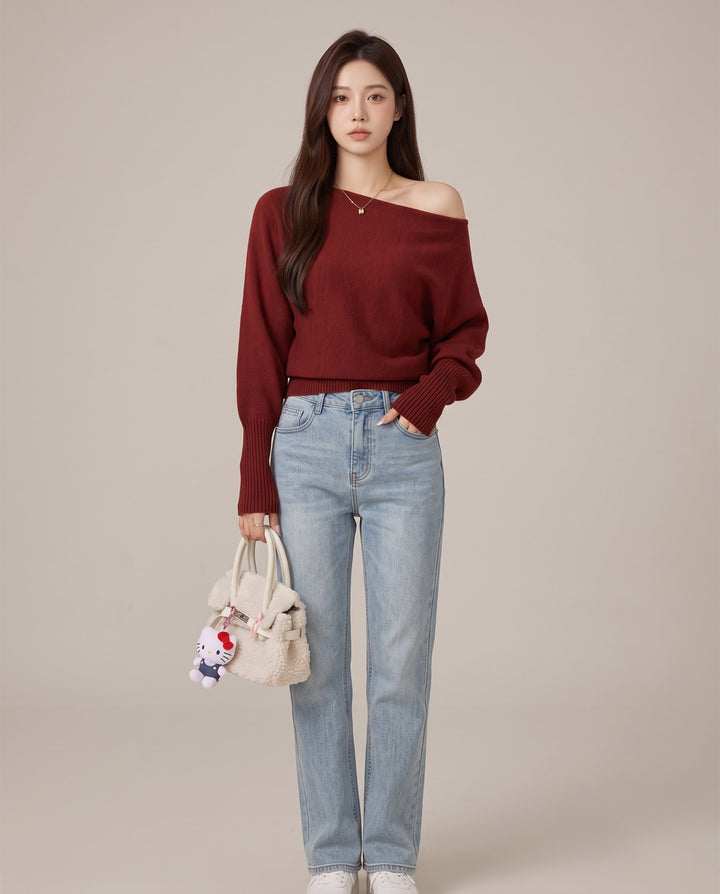 Off-Shoulder Batwing Sweater