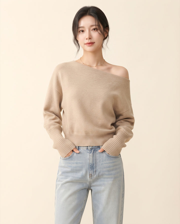 Off-Shoulder Batwing Sweater