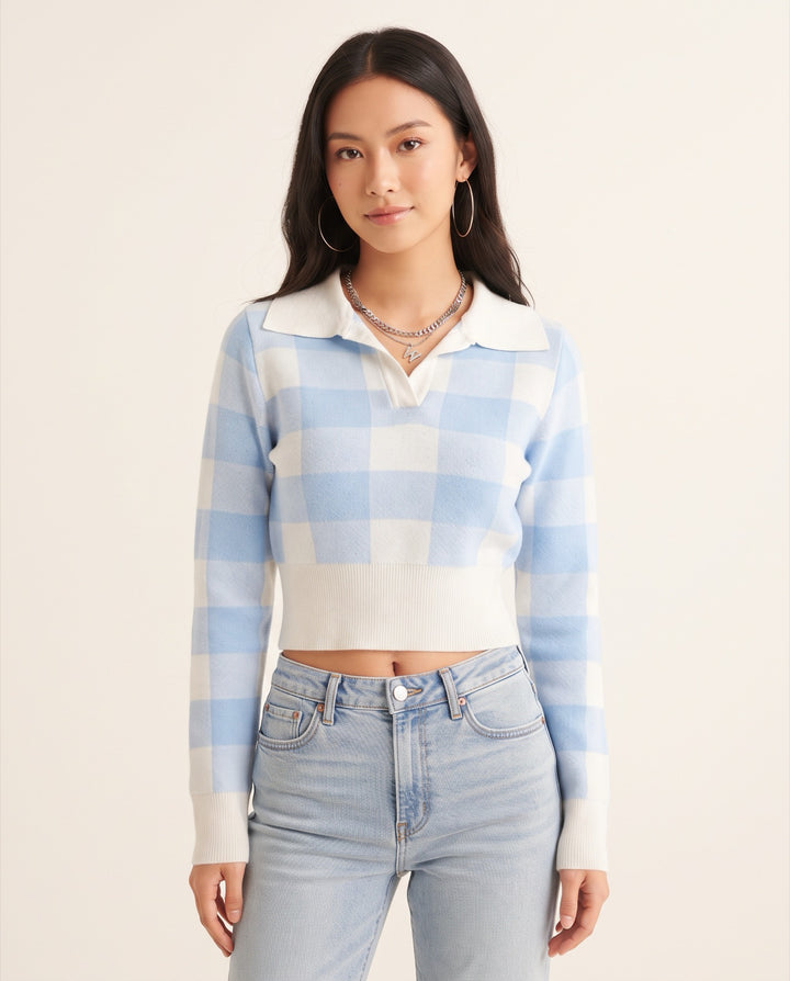 Plaid Cropped Pullover