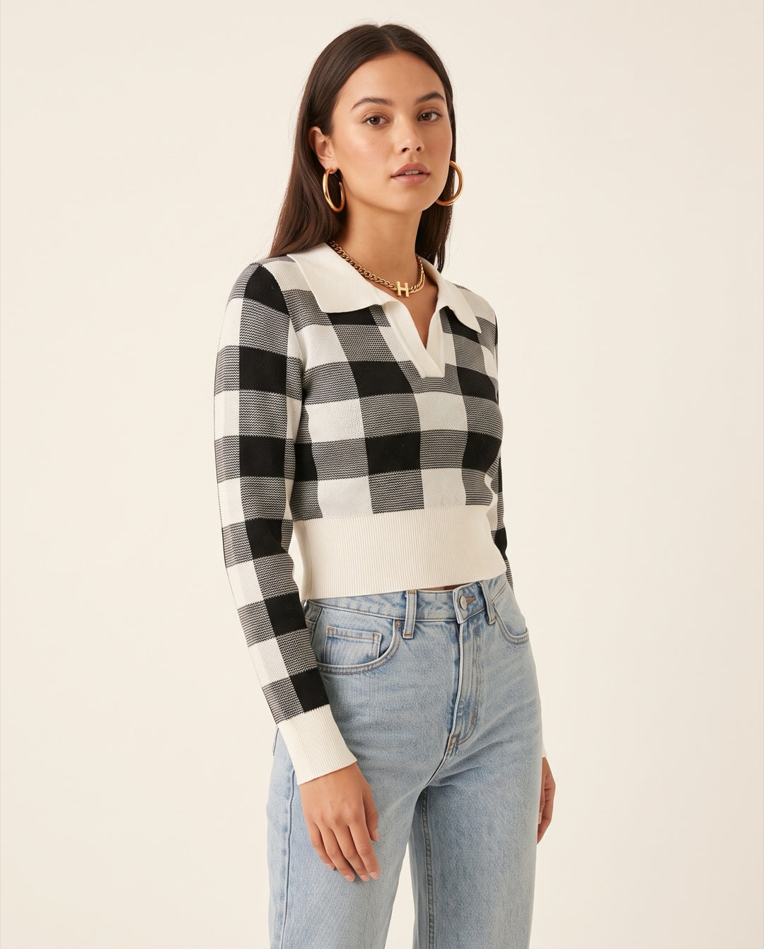 Plaid Cropped Pullover