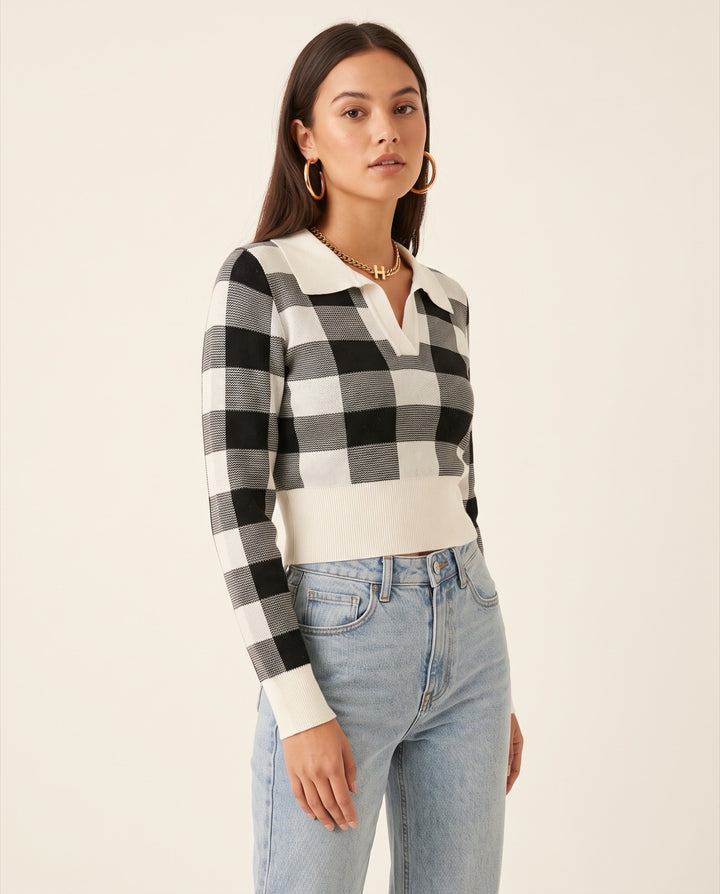 Plaid Cropped Pullover