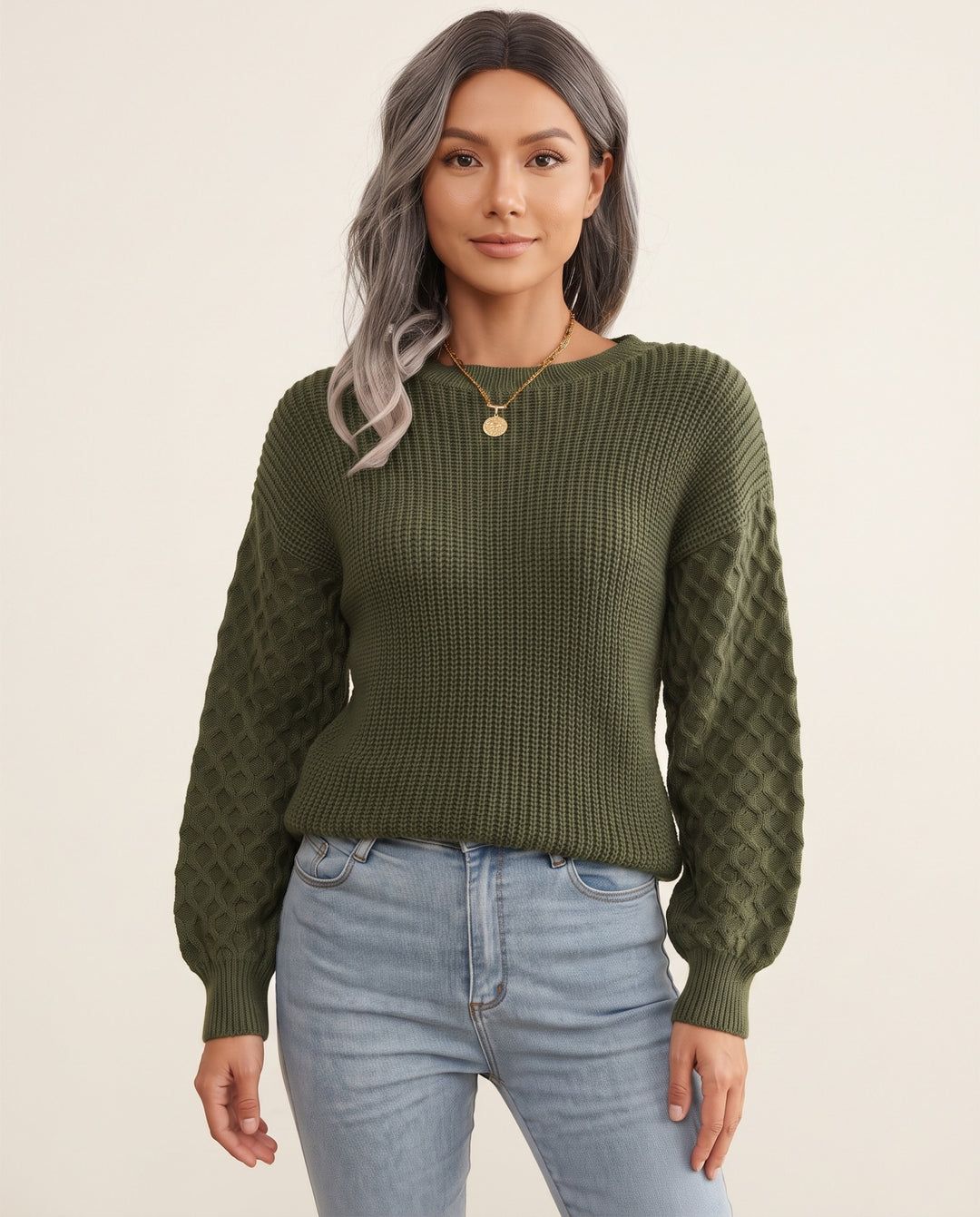 Lantern-Sleeve Pullover