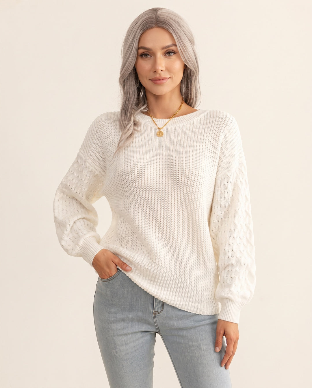 Lantern-Sleeve Pullover