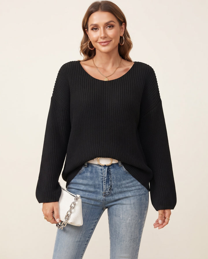Scoop-Neck Ribbed Sweater